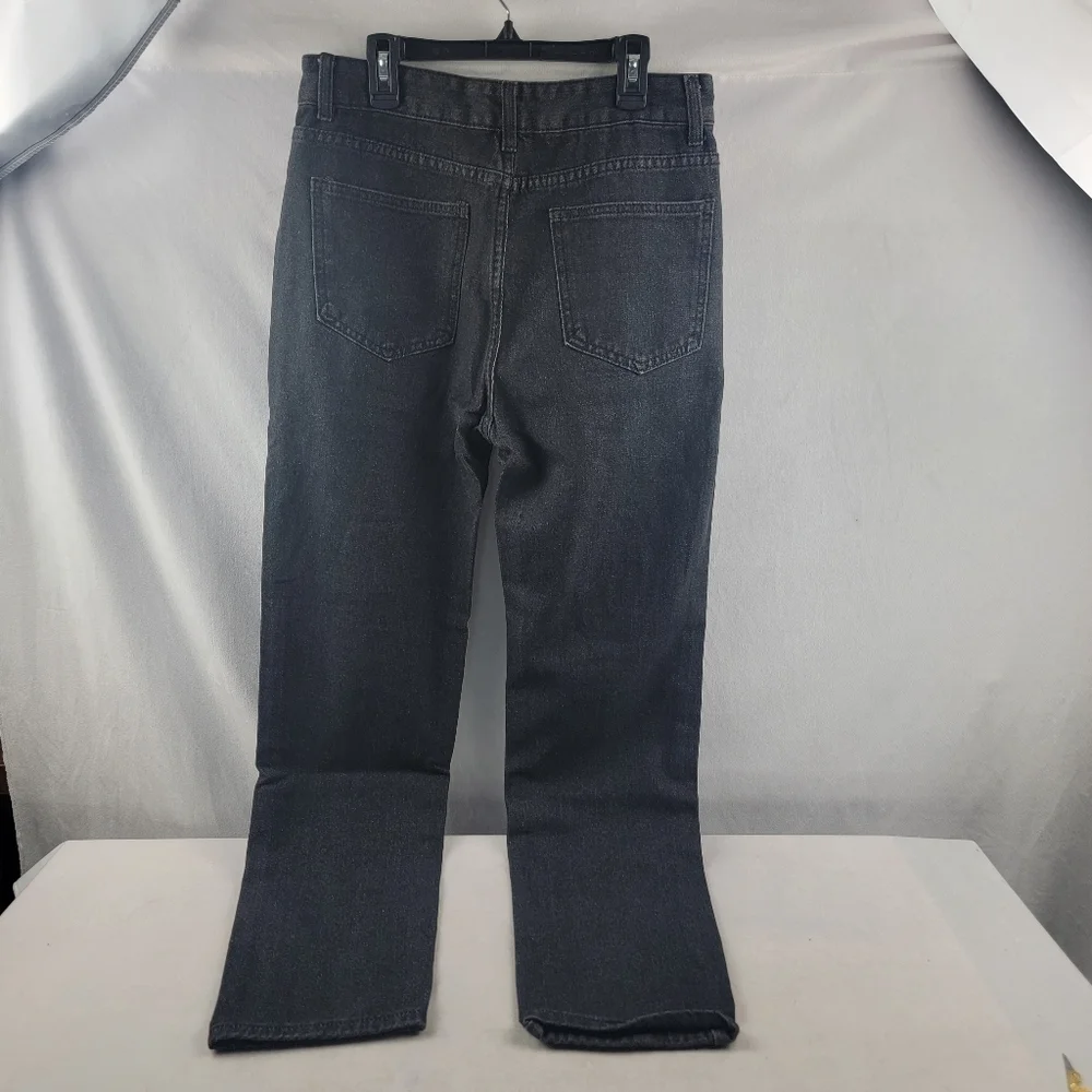 NIB skinny ripped hip hop black denim‎ jeans patches embroidery size Med
